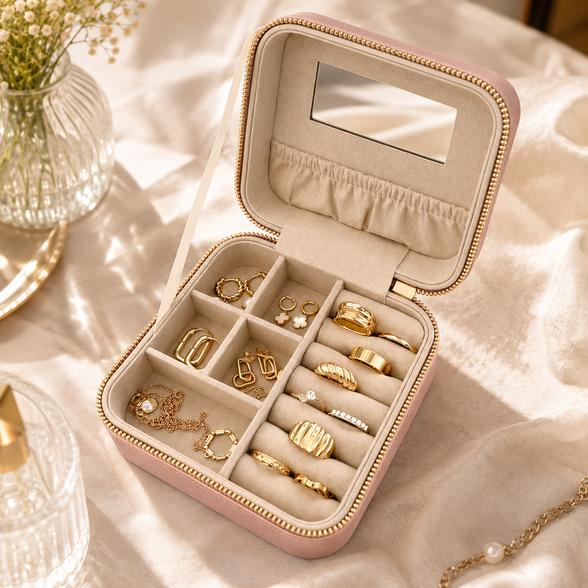 Compact Travel Jewelry Organizer Case