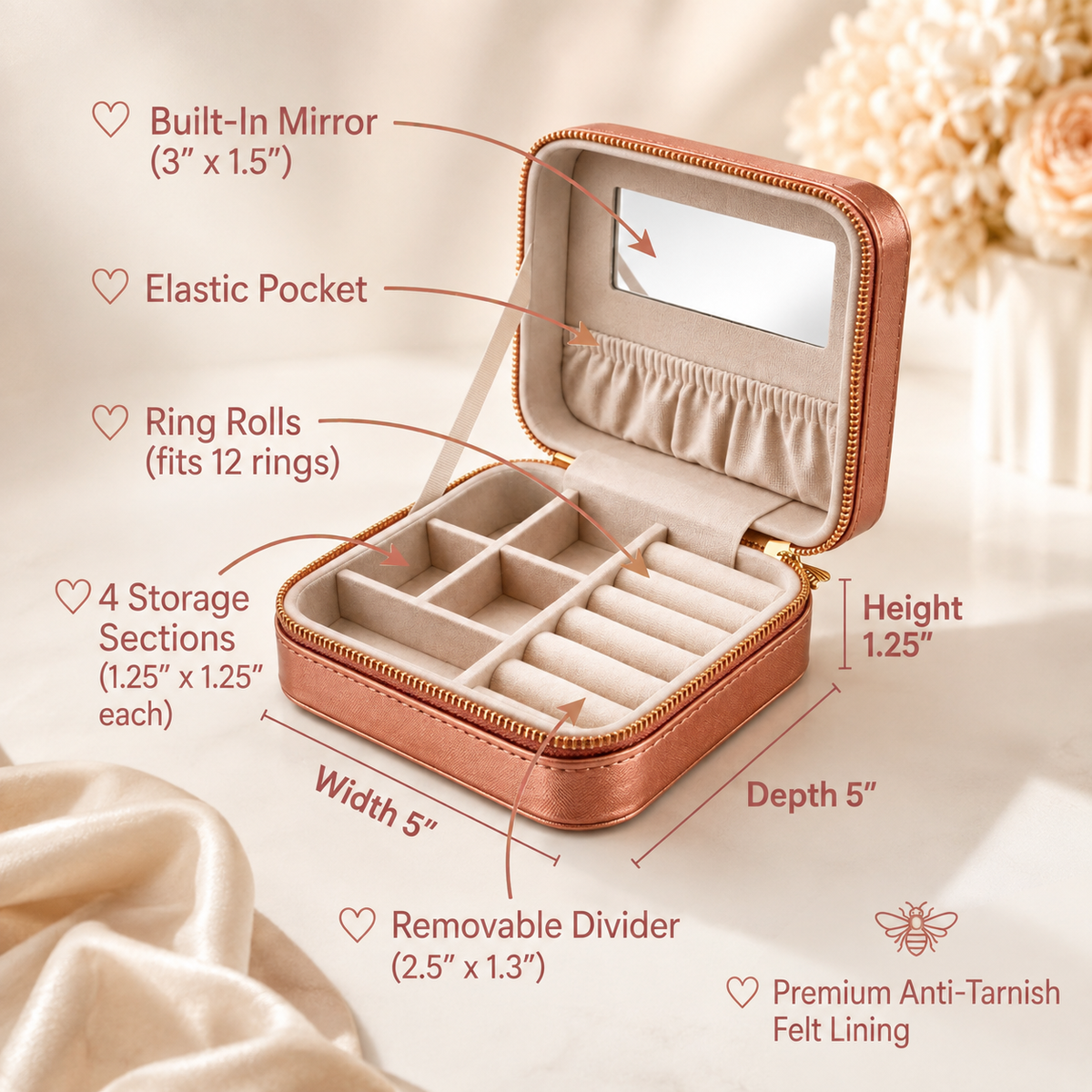 Compact Travel Jewelry Organizer Case
