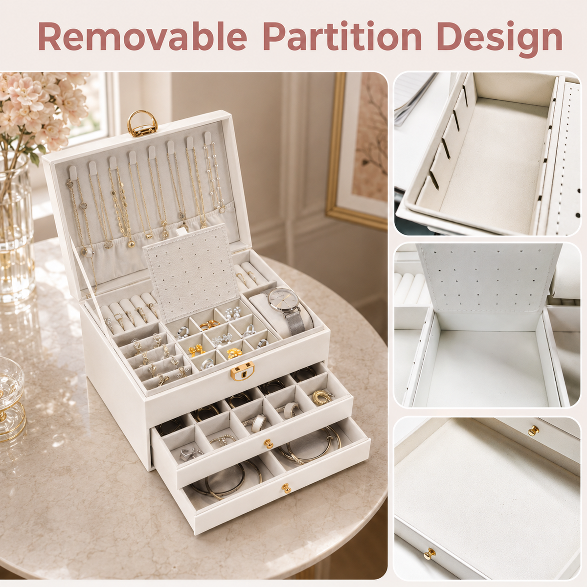 Large 3-Layer Jewelry Organizer Box
