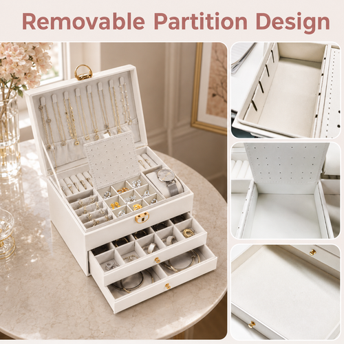 Large 3-Layer Jewelry Organizer Box