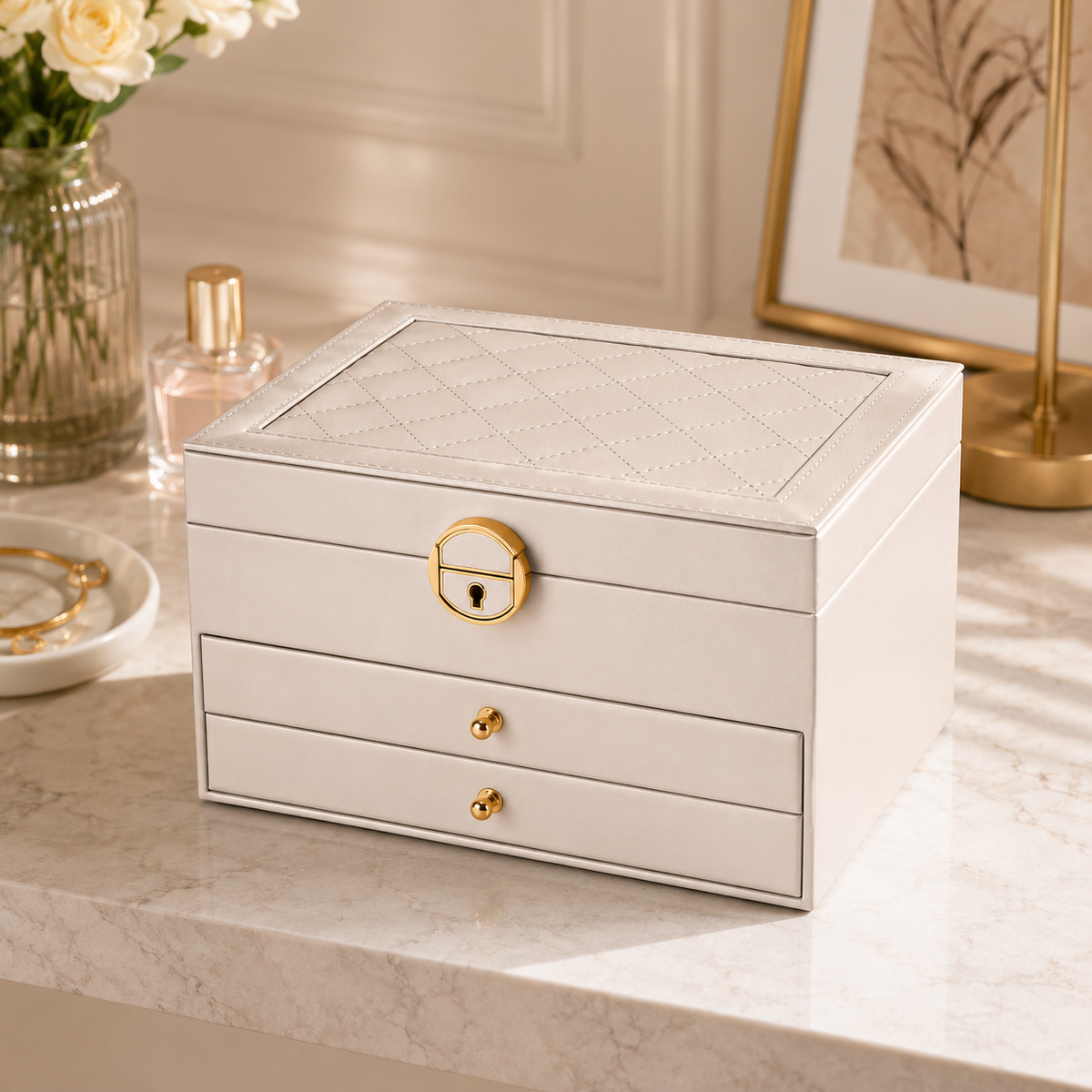Large 3-Layer Jewelry Organizer Box