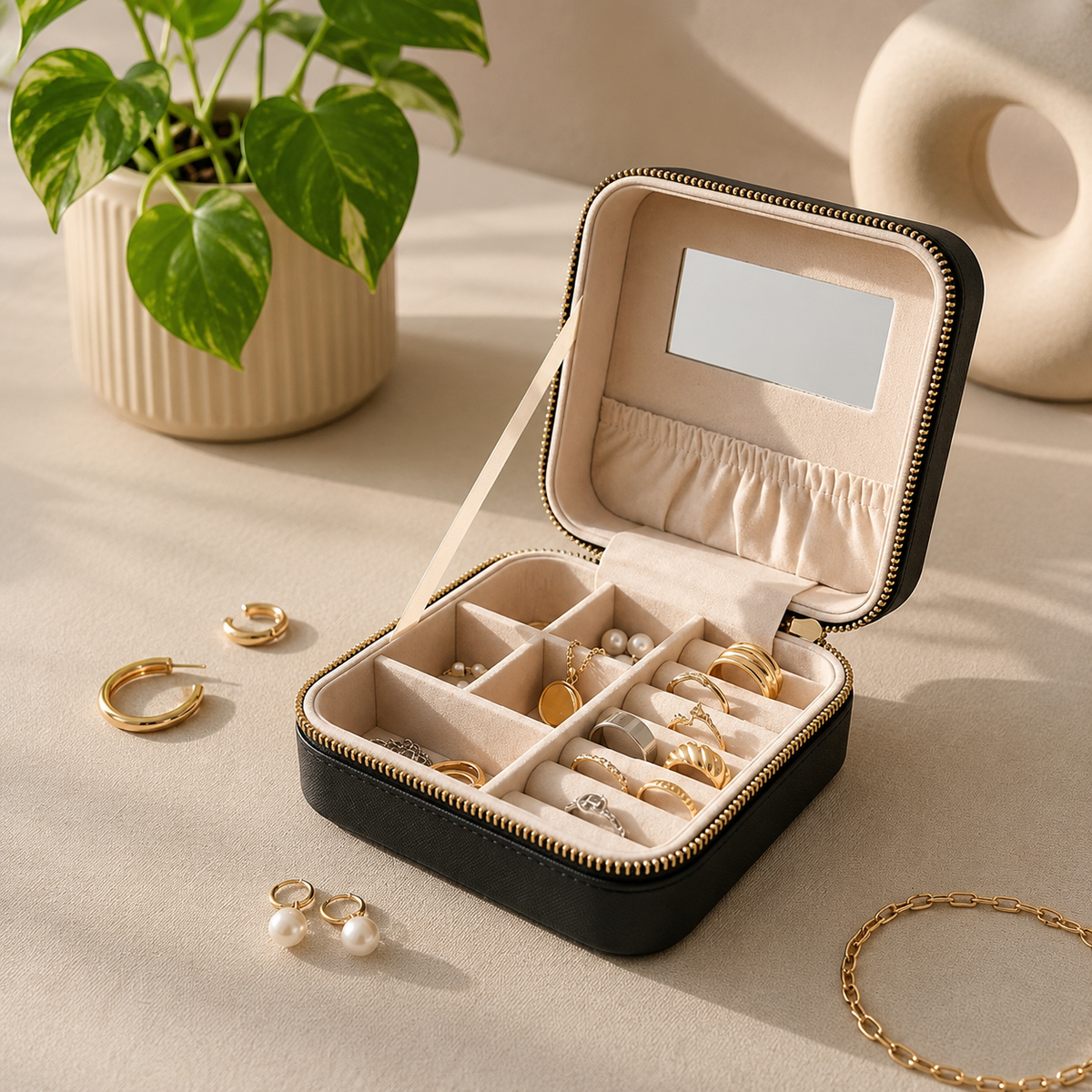 Compact Travel Jewelry Organizer Case