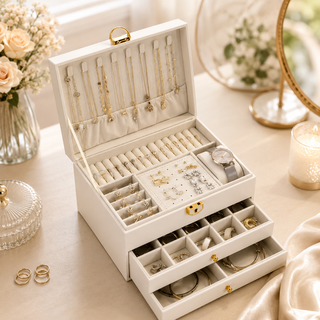 Large 3-Layer Jewelry Organizer Box