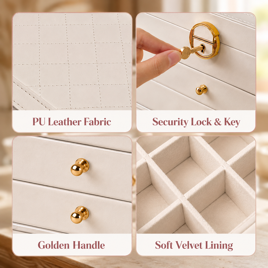 Large 3-Layer Jewelry Organizer Box