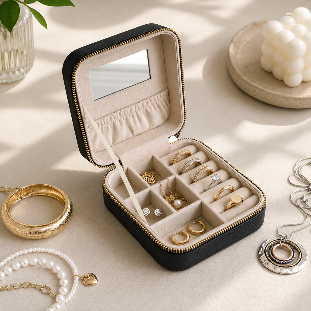 Compact Travel Jewelry Organizer Case